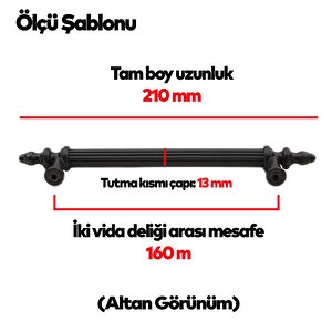 Polavit Çekmece Mutfak Dolap Kapak Kulpu Kulbu 160 Mm Siyah Sert Plastik Kulp (10 Adet)