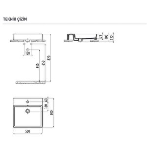 Vx255 Vox Tezgah Üstü Kare Lavabo 50*50 Cm