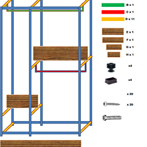 Tasarım 3 Katlı Açık Gardırop