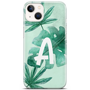 Apple Iphone 13 Mini Uyumlu Kılıf Abcde 03 Koruma Kılıfı A Harfi Yeşil Yapraklar