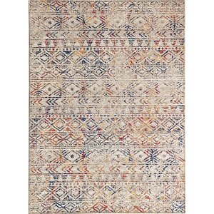 İskandinav Eskitme Kilim Desenli Bej Krem Halı Kaymaz Taban Makinada Yıkanabilir 100x200 cm