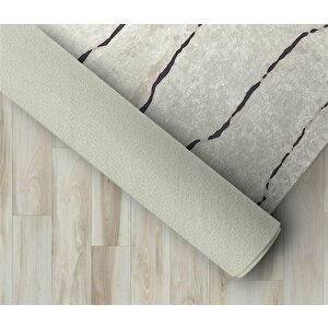 İskandinav Çizgi Desenli Krem Renkli Modern Halı Kaymaz Taban Makinada Yıkanabilir 80x120 cm