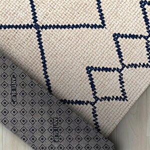 İskandinav Tarzı Sonsuz Karo Desenli Halı Salon Mutfak Halısı Yolluk Krem Kaymaz Taban 80x250 cm