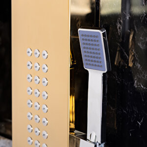 Banora Infinity Lux Duş Paneli, 5 Fonksiyonlu, Paslanmaz Çelik, Tepe Duş, Şelale Sistem, Altın