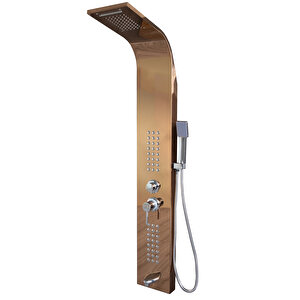 Banora Infinity Lux Masaj Etkili Duş Paneli, 5 Fonksiyonlu, Paslanmaz Çelik, Tepe Duş, Şelale Sistem, Rose Gold