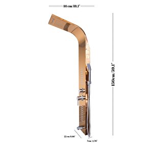 Banora Infinity Lux Masaj Etkili Duş Paneli, 5 Fonksiyonlu, Paslanmaz Çelik, Tepe Duş, Şelale Sistem, Rose Gold