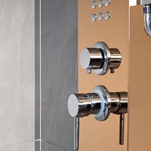 Banora Infinity Lux Duş Paneli, 5 Fonksiyonlu, Paslanmaz Çelik, Tepe Duş, Şelale Sistem, Rose Gold
