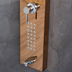 Decordem Banora Infinity Lux Duş Paneli, 5 Fonksiyonlu, Paslanmaz Çelik, Tepe Duş, Şelale Sistem, Rose Gold