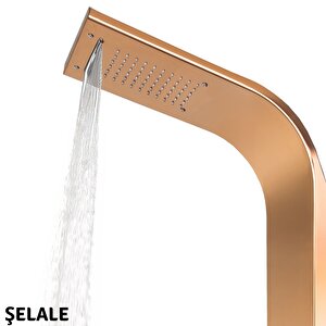 Decordem Banora Infinity Lux Masaj Etkili Duş Paneli, 5 Fonksiyonlu, Paslanmaz Çelik, Tepe Duş, Şelale Sistem, Rose Gold