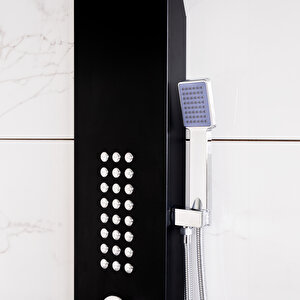 Decordem Banora Infinity Lux Duş Paneli, 5 Fonksiyonlu, Paslanmaz Çelik, Tepe Duş, Şelale Sistem, Siyah