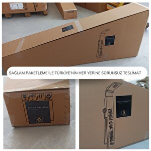 Decordem Banora Infinity Lux Masaj Etkili Duş Paneli, 5 Fonksiyonlu, Paslanmaz Çelik, Tepe Duş, Şelale Sistem, Siyah