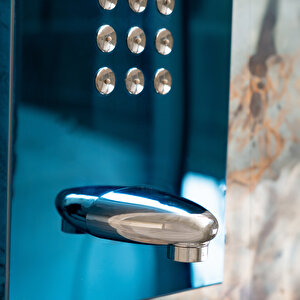 Decordem Banora Infinity Lux Duş Paneli, 5 Fonksiyonlu, Paslanmaz Çelik, Tepe Duş, Şelale Sistem, Mavi