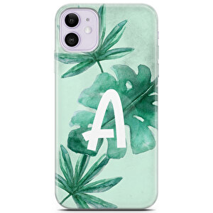 Apple Iphone 11 Uyumlu Kılıf Abcde 03 Hd A Harfi Yeşil Yapraklar