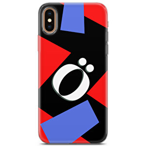 Apple Iphone Xs Max Uyumlu Kılıf Klmno-49 O-ö Harfi Mor Kırmızı Siyah