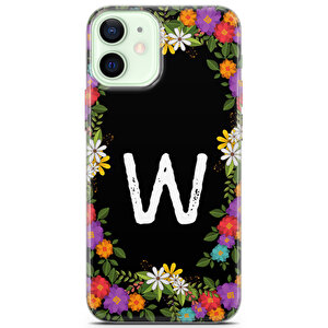 Apple Iphone 12 Uyumlu Kılıf Vyzqw-50 W Harfi İlkbahar Çiçekleri