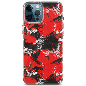 Apple Iphone 12 Pro Max Uyumlu Kılıf Black Red-37 Desenli Kırmızı Beyaz