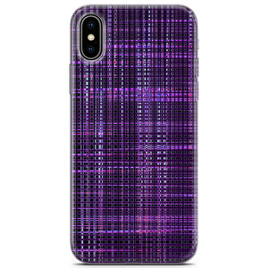 Apple Iphone X Uyumlu Kılıf Black Purple-37 Desenli Kareler