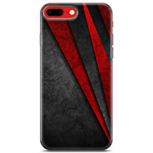 Apple Iphone 8 Plus Uyumlu Kılıf Black Red-12 Soft Silikon Sivri