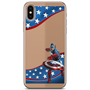 Apple Iphone Xs Uyumlu Kılıf Heroes 43 Kap Captain America Şeffaf