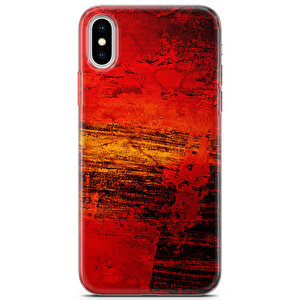 Apple Iphone Xs Uyumlu Kılıf Black Red-31 Telefon Kılıfı Sarı Kırmızı