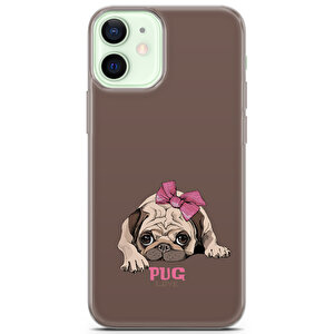 Apple Iphone 12 Uyumlu Kılıf Pug 06 Baskılı Kudelalı