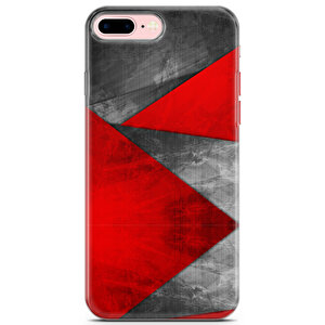 Apple Iphone 7 Plus Uyumlu Kılıf Black Red-07 Silikon Geometrik Kırmızı