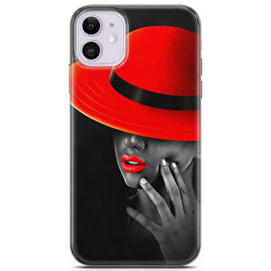 Apple Iphone 11 Uyumlu Kılıf Black Red-17 Telefon Kabı Kırmızı Şapka