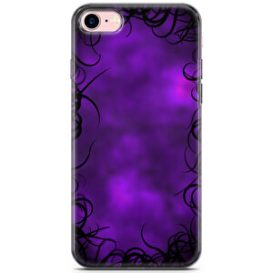 Apple Iphone 8 Uyumlu Kılıf Black Purple-07 Silikon Mor Siyah Gökyüzü