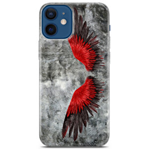 Apple Iphone 12 Mini Uyumlu Kılıf Black Red-33 Cover Kırmızı Melek Kanat