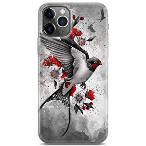 Apple Iphone 11 Pro Max Uyumlu Kılıf Asian 11 Hybrid Kuş Çiçek