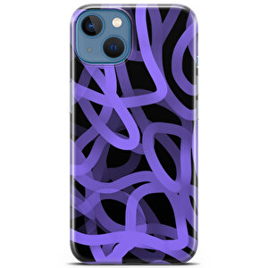 Apple Iphone 13 Uyumlu Kılıf Black Purple-19 Bumper Solucan