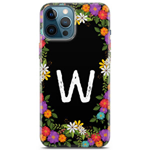 Apple Iphone 12 Pro Max Uyumlu Kılıf Vyzqw-50 W Harfi İlkbahar Çiçekleri