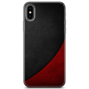 Apple Iphone X Uyumlu Kılıf Black Red-05 Cover Gri Kırmızı