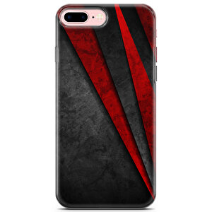 Apple Iphone 7 Plus Uyumlu Kılıf Black Red-12 Soft Silikon Sivri