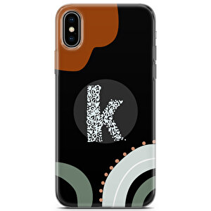 Apple Iphone X Uyumlu Kılıf Klmno-02 K Harfi Motif