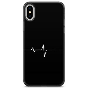 Apple Iphone X Uyumlu Kılıf Mista Heart Çizgi Koruma Kılıfı