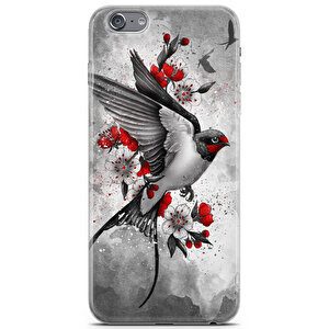 Apple Iphone 6s Plus Uyumlu Kılıf Asian 11 Tam Koruma Kuş Çiçek