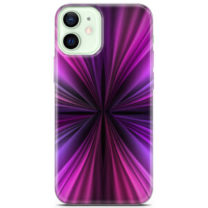 Apple Iphone 12 Uyumlu Kılıf Black Purple-05 Cover Mor Mavi