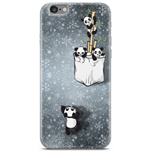 Apple Iphone 6 Uyumlu Kılıf Panda 37 Sert Silikon