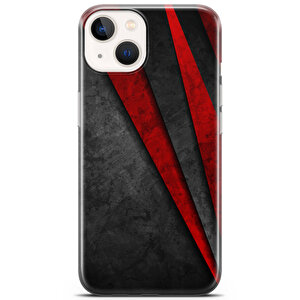Apple Iphone 13 Mini Uyumlu Kılıf Black Red-12 Soft Silikon Sivri
