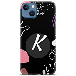 Apple Iphone 13 Uyumlu Kılıf Klmno-10 K Harfi Çizgili