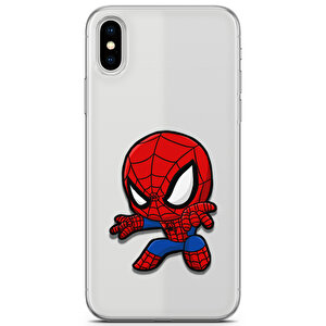 Apple Iphone X Uyumlu Kılıf Heroes 40 Koruma Mini Spider Şeffaf
