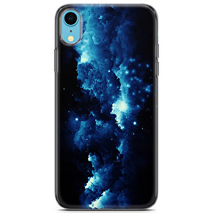 Apple Iphone Xr Uyumlu Kılıf Black Blue-09 Desenli Kara Bulutlar