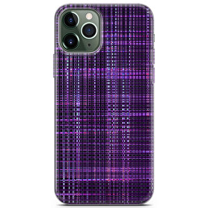 Apple Iphone 11 Pro Max Uyumlu Kılıf Black Purple-37 Desenli Kareler