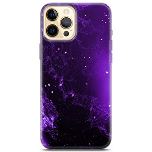 Apple Iphone 12 Pro Uyumlu Kılıf Black Purple-22 Uv Kapak Kumlar