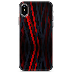 Apple Iphone X Uyumlu Kılıf Black Red-46 Kab Lacivert Kırmızı