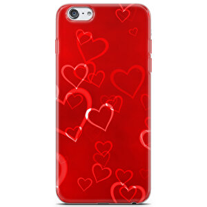 Apple Iphone 6s Uyumlu Kılıf Mista Kırmızı Kalpler Koruma Kılıfı