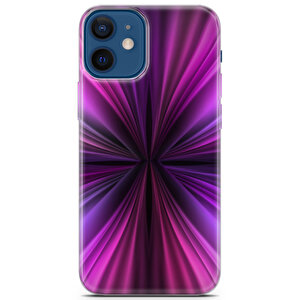 Apple Iphone 12 Mini Uyumlu Kılıf Black Purple-05 Cover Mor Mavi