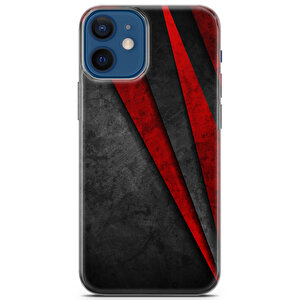 Apple Iphone 12 Mini Uyumlu Kılıf Black Red-12 Soft Silikon Sivri