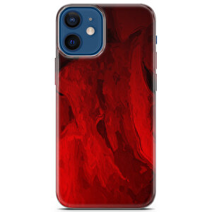 Apple Iphone 12 Mini Uyumlu Kılıf Black Red-29 Kapak Kırmızı Sanat